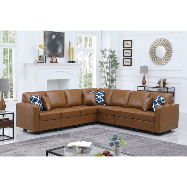 Latitude Run® Zayvin Faux leather Symmetrical Modular Sofa Sectional